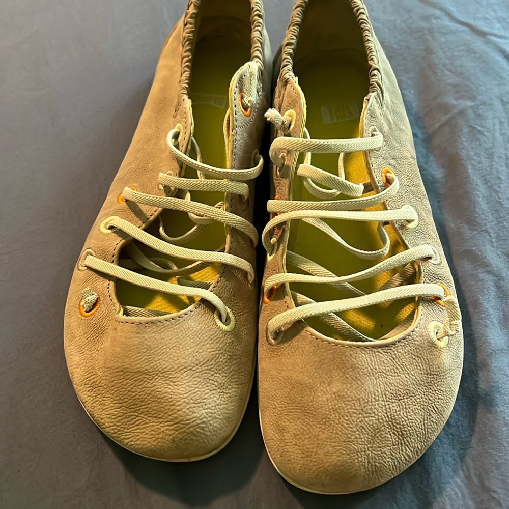 Camper Beige Leather Flats